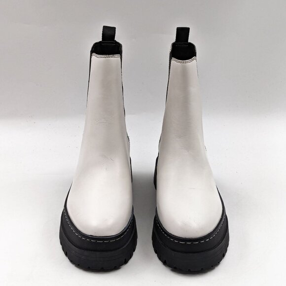 Marc Fisher Women Pauline Chelsea Retro Festival Platform White Leather Boots 9 - Picture 2 of 11